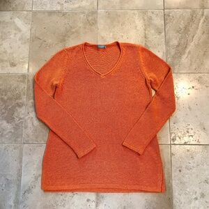 J. McLaughlin Orange V-Neck Sweater Sz S